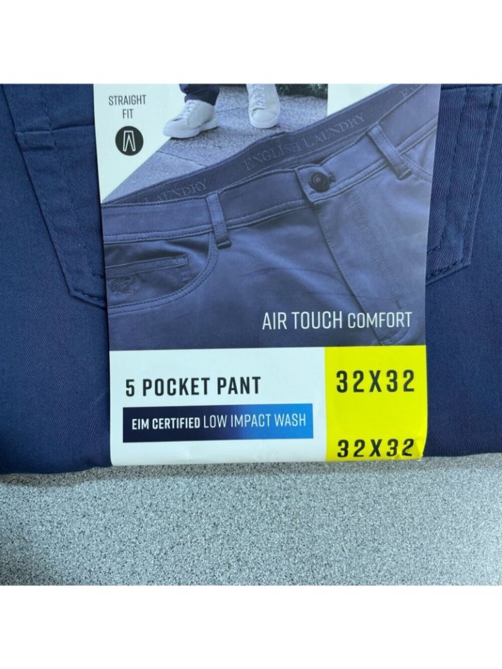 NWT English Laundry Men's 32x32 5-Pocket Straight Fit Pants Stretch Fabric Navy - Picture 7 of 11
